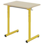 Table Tage réglable 70 x 50 cm T3 à T6 strat chants alaisés coquille oeuf/jaune