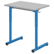 Table Tage réglable 70 x 50 cm T3 à T6 strat chants polyuréthane gris dauph/bleu