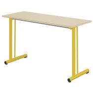 Table Tage renforcée 130x50 cm fixe T6 stra chants alaisés coquille oeuf/jaune