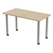 Table Tubo roulettes 120 x 60 cm Chêne Alu