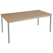 Table Universalis Rectangle 140X80 plt Chêne piètement 9006 Aluminium