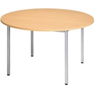Table Universalis Ronde Ø120 Plateau Hêtre piètement 9006 Aluminium
