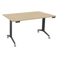 Table abattante rectangulaire Avel pieds carbone sur roulettes