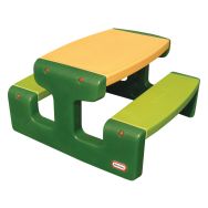 Table banc extèrieur vert et orange