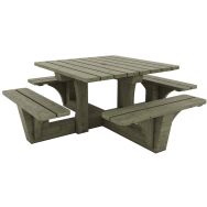 Table bancs Bangor L 213 x 213 H 75 cm à poser pin traité Mobextan