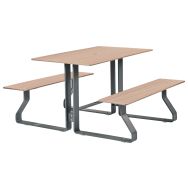 Table bancs HYSOPE trou parasol bois/métal - BUTON DESIGN