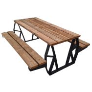 Table bancs Kompose pin / acier thermolaqué - Boisdexter