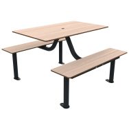 Table bancs MOKA PMR 1.18 m trou parasol chêne clair/métal gris 7016