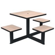 Table bancs ORPIN PMR 1.15 m trou parasol chêne clair/métal gris 7016