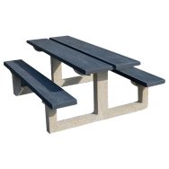 Table bancs RUBUS 2 m béton gris foncé/blanc