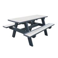 Table bancs plastique recyclé Parc Eco en Kit Gris à poser