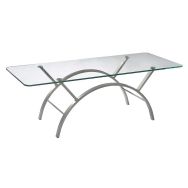 Table basse EVA plateau verre pied Gris alu 51 x 122 cm
