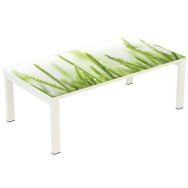 Table basse Easy Office 114x60 cm pied blanc plateau NATURE