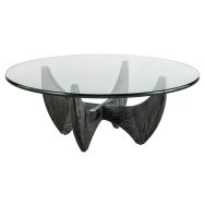 Table basse Harper plateau verre pieds chêne massif noir