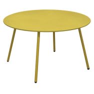 Table basse Rio Ø 70 cm, châssis moutarde/plateau moutarde