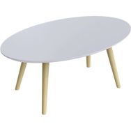 Table basse SCANDI 50x85 cm pied hêtre plateau blanc