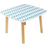 Table basse Woody 60 x 60 cm plateau décor Bleu