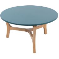 Table basse Zélos Ø 80 cm 1 plateau hêtre/bleu