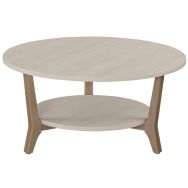 Table basse Zélos Ø 80 cm 2 plateaux hêtre/chêne clair