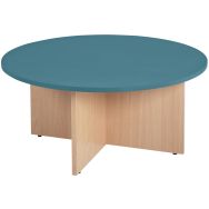 Table basse range-poufs Diabolo Ø 100 cm Bleu vert/Hêtre