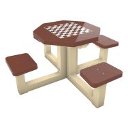 Table PIONY échec dames béton aspect bois/gravillons lavés