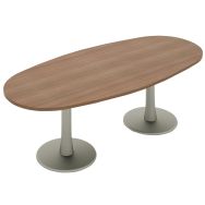 Table de réunion Foska ovale 240 x 110 cm piètement alu coloris noyer