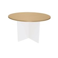 Table de réunion Quatuor ronde Ø 120 cm coloris Chêne/Blanc