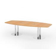 Table de réunion à pieds colonnes-280x130cm-Hêtre-Chrome
