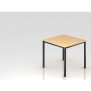 Table de réunion carrée à pieds noirs-80x80cm-Érable-Noir