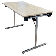 Table de réunion et d'accueil pliante reconditionnée - 120x60 cm - Beige