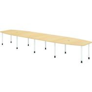 Table de réunion tonneau - 10 pieds blancs - 520x130cm - Hammerbacher