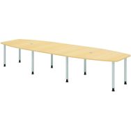 Table de réunion tonneau - 8 pieds argent - 400x130cm - Hammerbacher
