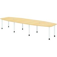Table de réunion tonneau - 8 pieds blancs - 400x130cm - Hammerbacher