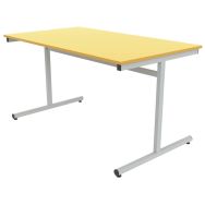 Table dégagement latéral 140 x 80 cm T5 stratifié jaune/alu 9006