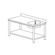 Table du chef avec étagère basse gamme 600, bac à droite- TCE1BD086/1