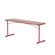 Table fixe Atlas II 180x50 cm chants plaqués, T5, plateau beige, piètement rouge