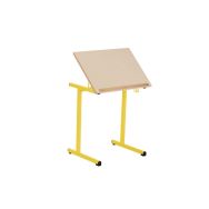 Table fixe Atlas pour handicapé plateau inclinable 90 x 65 cm,  piètement jaune