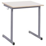 Table fixe Dico plateau 70 x 50 cm chants plaqués - T5 - piétement gris alu