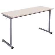 Table fixe Récré - T6 - plateau 130 x 50 cm - chants surmoulés - Piétement gris alu