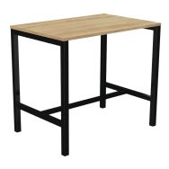 Table haute Astro 120 x 80 cm chêne vieilli pied métal noir