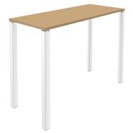 Table haute Lounge 4 pieds L120 x P60 x H105 coloris Chêne clair/Blanc