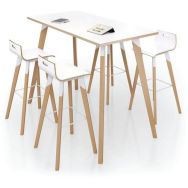 Table haute à plateau stratifié 160x80 H110 cm blanc