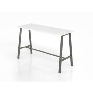 Table haute de réunion industrielle-Blanc-Acier brut mat