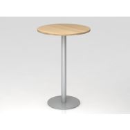 Table haute de réunion ronde-Ø80cm-Chêne-Argent