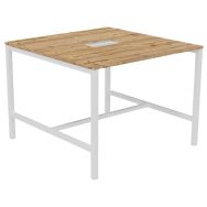 Table hte Astro 140x143 cm + top access chêne brut pied métal blanc
