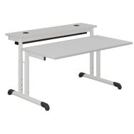 Table info Hubbe 120x90 régl T3 à T7 - 2 montts stra ch polypr gris dauphin/gris