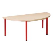 Table ½ lune 4 pieds Chloé plateau beige piétement rouge  Ral 3000 T3