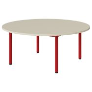 Table maternelle Atlas plateau mélaminé beige ABS Ø 120 cmT1 rouge