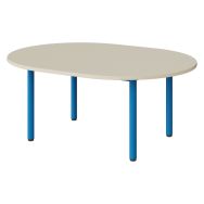 Table maternelle Atlas plateau mélaminé beige ABS ovale 120x90 T1 bleu