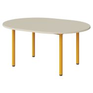 Table maternelle Atlas plateau mélaminé beige ABS ovale 120x90 T2 jaune